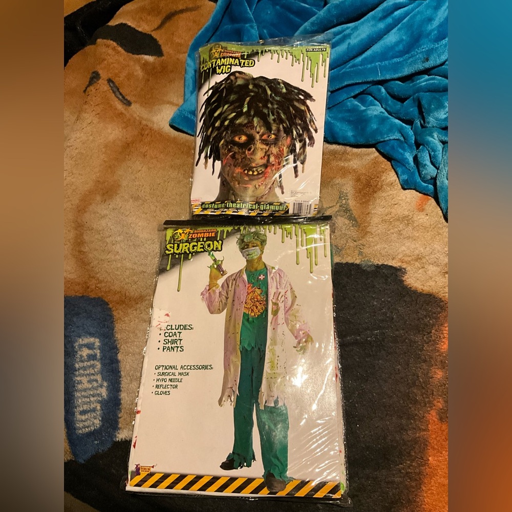 Zombie Surgeon Costume with Wig men's biohazard zombie surgeon costume new
